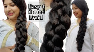 Easy Side 4-strand braid hairstyle | Front Hairstyle |Hair Hack | 4 Strand Braid
