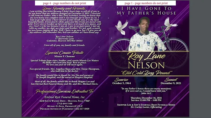 SERVICE FOR MR. ROY LANE NELSON