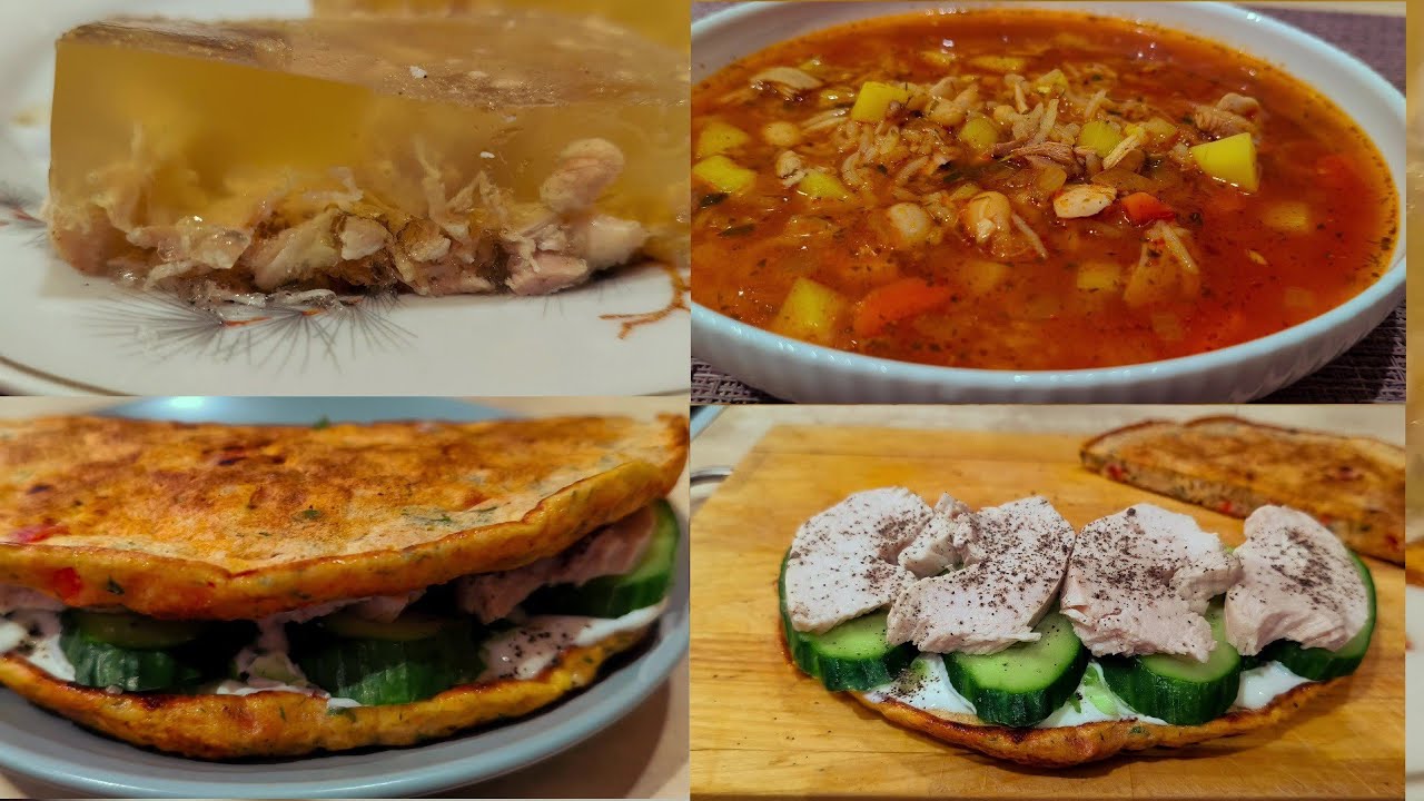 Заливное Из Курицы Для Похудения. Цельнозерновая Пышка с Начинкой. Суп Рисовый. Рецепты ПП.