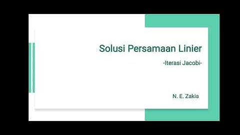 Iterasi JACOBI: Solusi Persamaan Linier secara Numerik