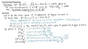 Intro to Linear Algebra - Coordinate Mapping