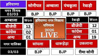 Haryana Local Body Result 2026 Live : पंचकूला बीजेपी आगे | सोनीपत, अम्बाला, सांपला बीजेपी जीते