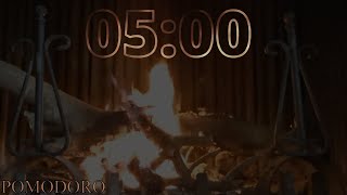 5 Minute Timer with Crackling Fireplace - Study - Work - Deep Focus - Countdown Timer - No Music