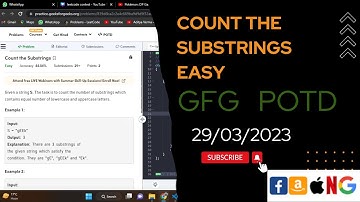 Count the Substrings Easy POTD 29/03/2023 ||  @gfg @CodeThurst @leetcode