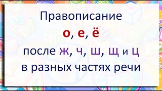 Русский язык. Правописание О, Е, Ё после Ж, Ч, Ш, Щ в разных частях слов всех частей речи. Видеоурок