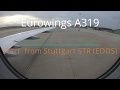 Eurowings A319 Takeoff from Stuttgart Airport ( STR )  rain 12.2019 #4K60