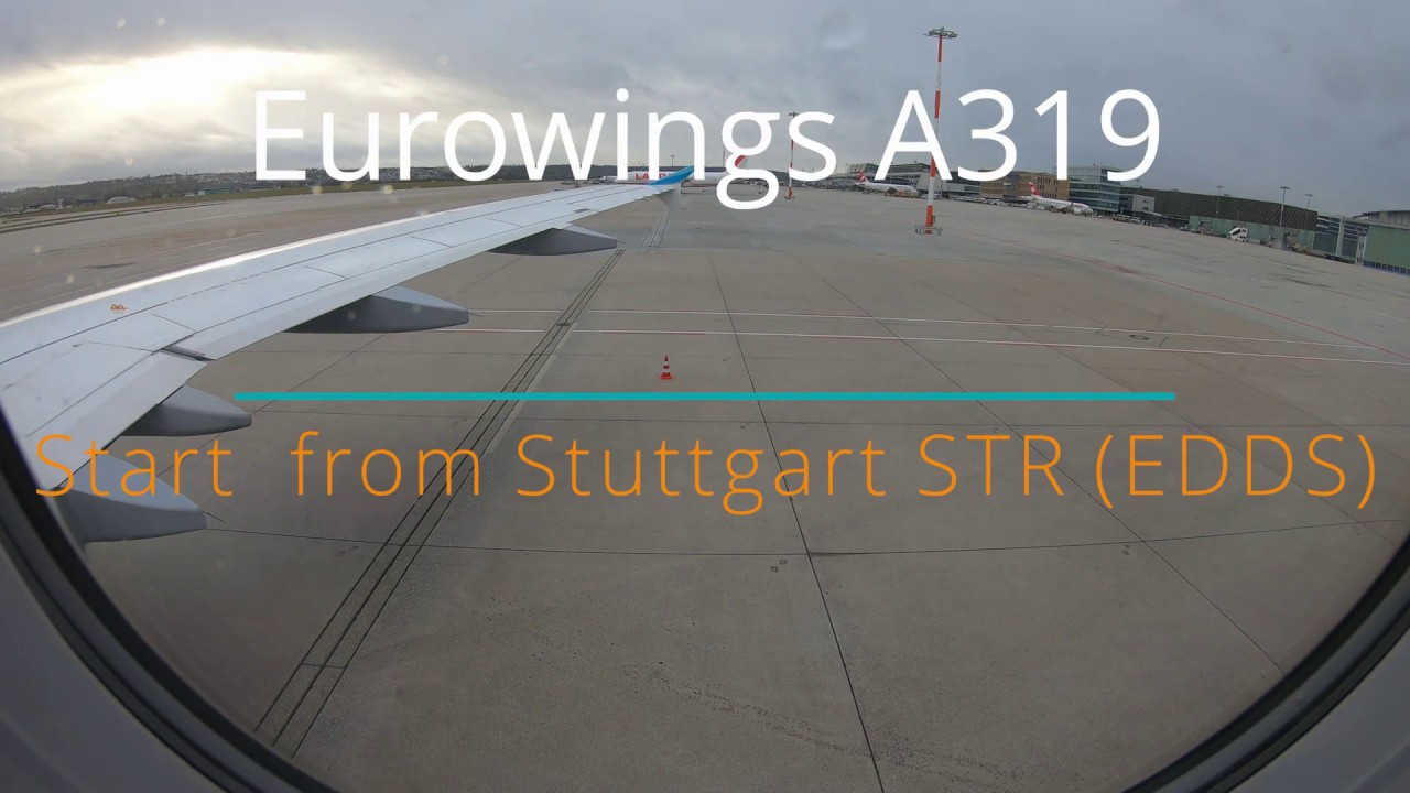 Eurowings A319 Takeoff from Stuttgart Airport ( STR )  rain 12.2019 #4K60