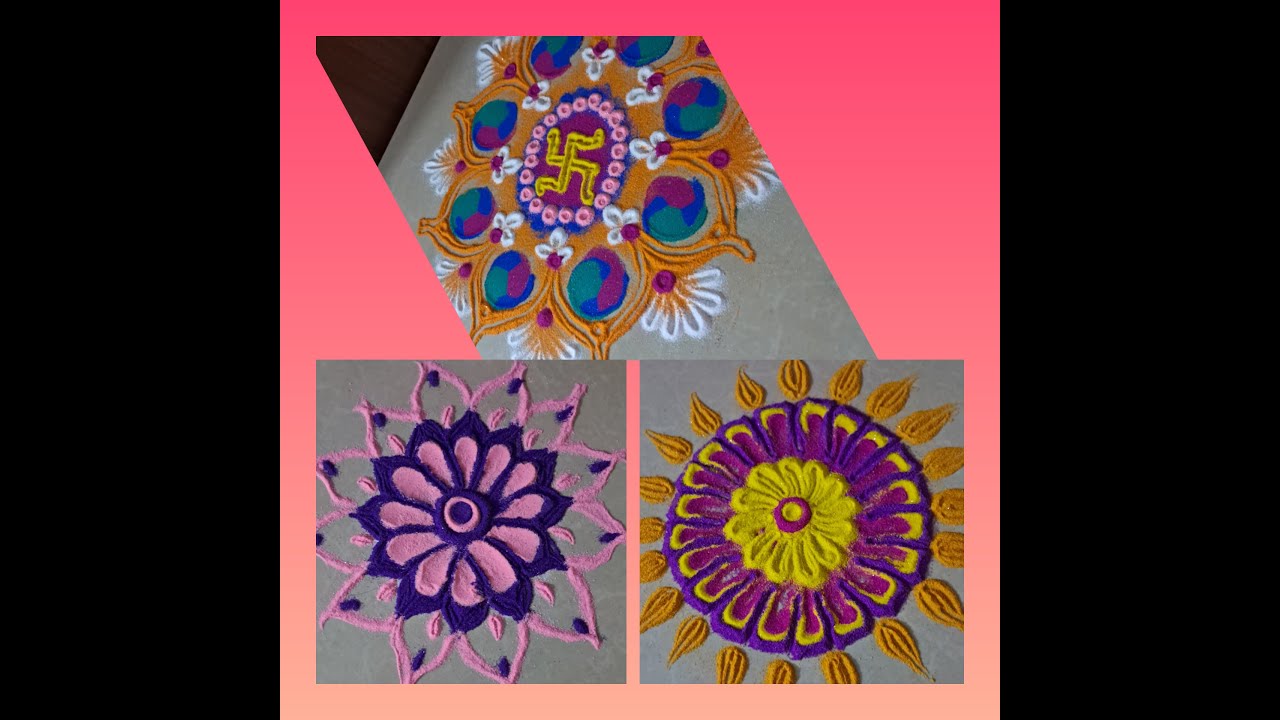 Simple Rangoli Types Three types of simpleand easy rangoli design idea for beginners # ...