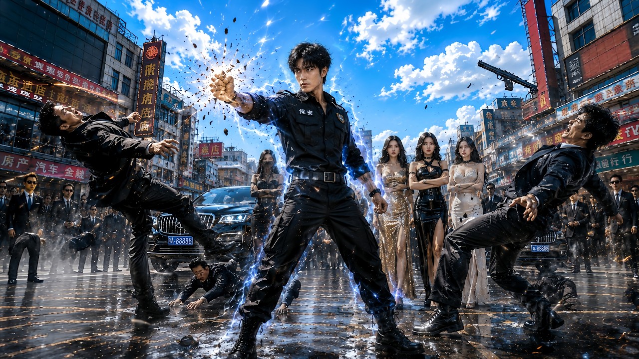 日本語吹き替え「貧乏警備員」と笑われた男、正体は伝説の退役戦神！素手で弾丸を握り潰し、下薬された傲嬌社長を救う。彼女は千億の持参金で「私の夫に！」と土下座**――誰もが跪く瞬間だった。