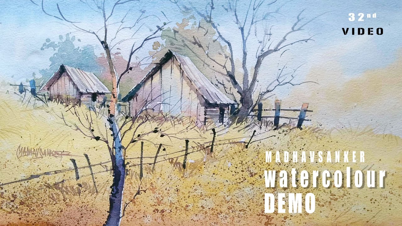 EASY LANDSCAPE WATERCOLOUR PAINTING FOR BEGINNERS - YouTube