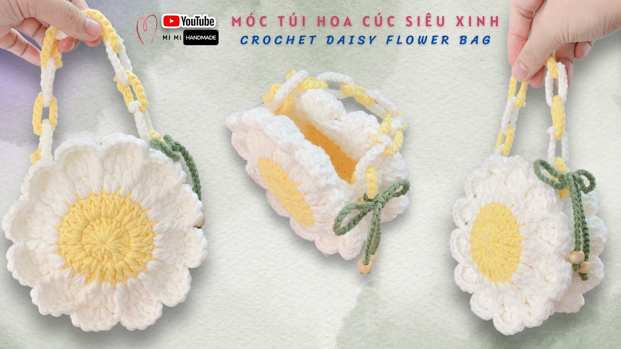 Crochet Daisy Flower Bag 🌼 | Móc Túi Hoa Cúc Mix Dây Quai Khoen Xích Độc Đáo | Mimi Handmade