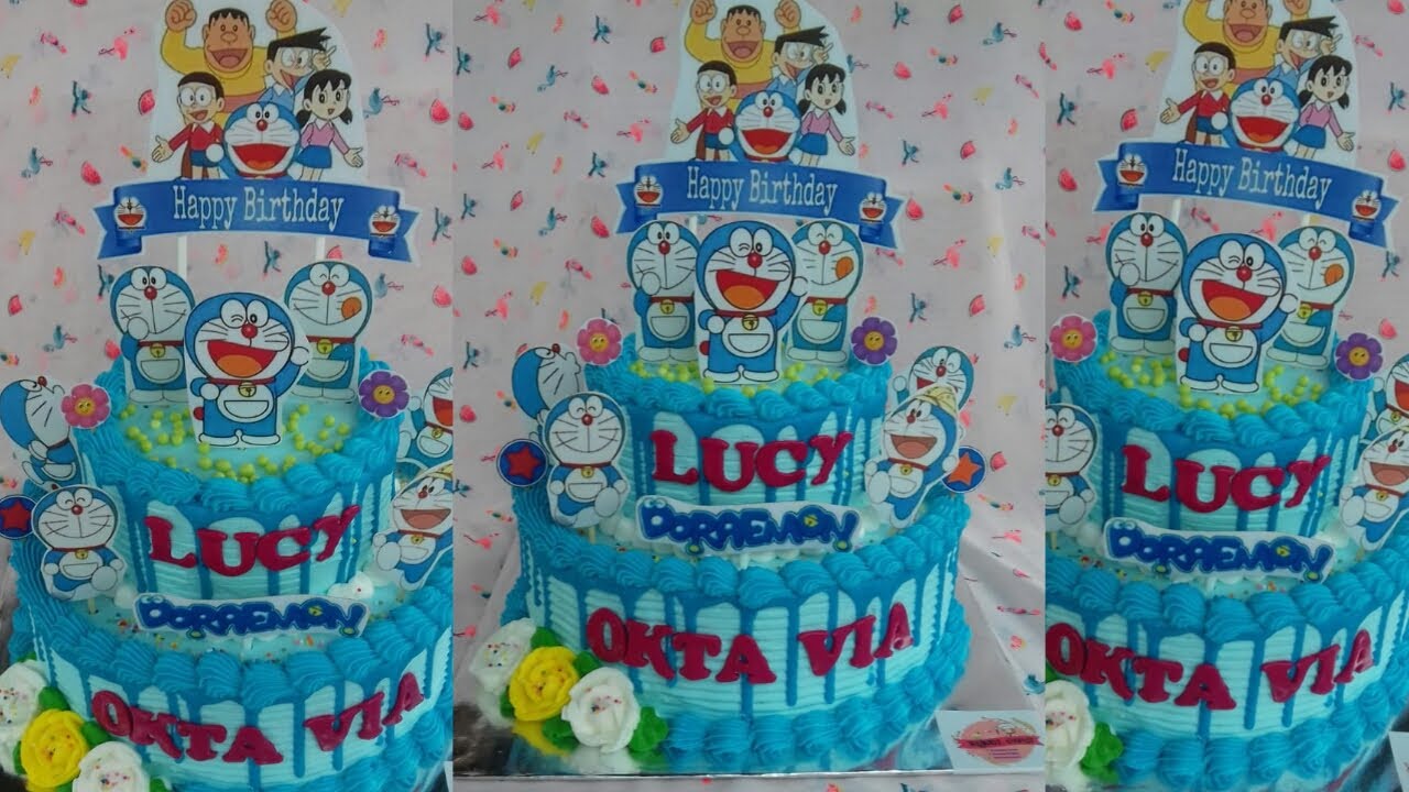 Dekorasi Cake DORAEMON 2 Tingkat.
