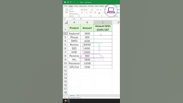 Calculate GST Amount in Excel #excel #pc #computer #laptop #windows #viral #reels #shorts