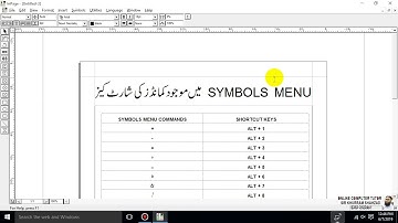 Advanced CIT Course - SHORTCUT KEYS FOR SYMBOLS MENU COMMANDS in Urdu Inpage - 149