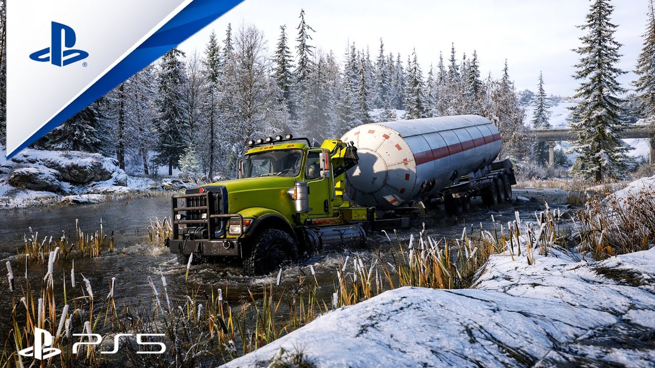 Snowrunner PS5 Gameplay | Transporting Heavy FUEL CARRIER TANK Trailer in Snow | Lost Trailer
