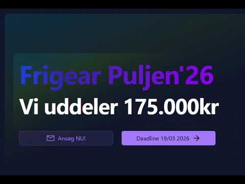 Frigear Puljen '26 uddeler 175.000kr til kultur. Ansøg inden 19/03-2026
