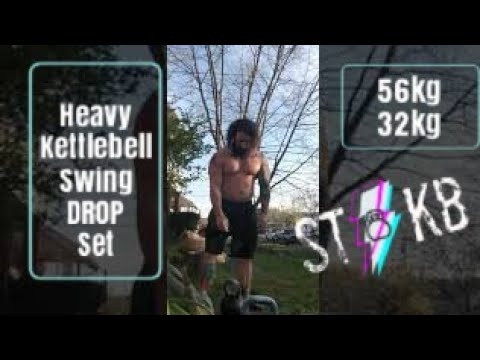 Heavy Kettlebell Swing Drop Set 56kg 32kg for Muscle and Strength - YouTube