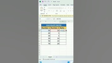 Calculate Ratio in Excel Formula || Excel tutorial #viralvideo #trendingshorts #youtubeshorts