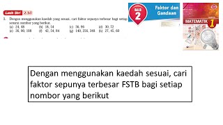 Matematik Tingkatan 1 Bab 2 Faktor Dan Gandaan Latih Diri 2 1d Cari Faktor Sepunya Terbesar Fstb Youtube