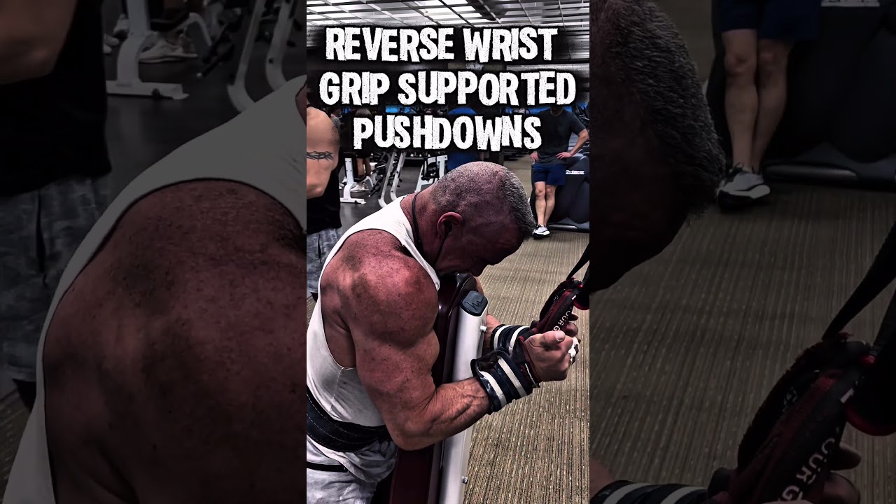 REVERSE GRIP WRIST SUPPORTED PUSH DOWNS FOR TRICEPS #workout #motivation #muscle #workouttip #tricep