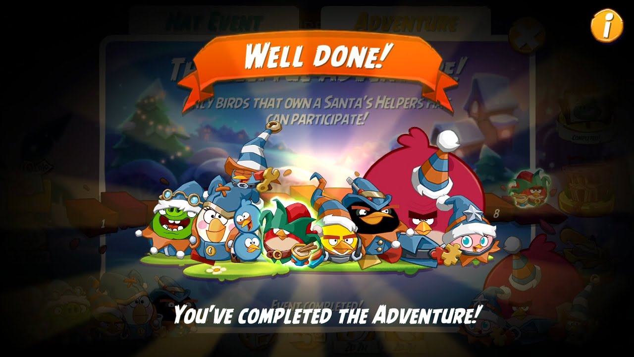 Angry Birds 2 The Helpful Adventure Level 1-8 with Santa’s Helpers Hat Set Returns