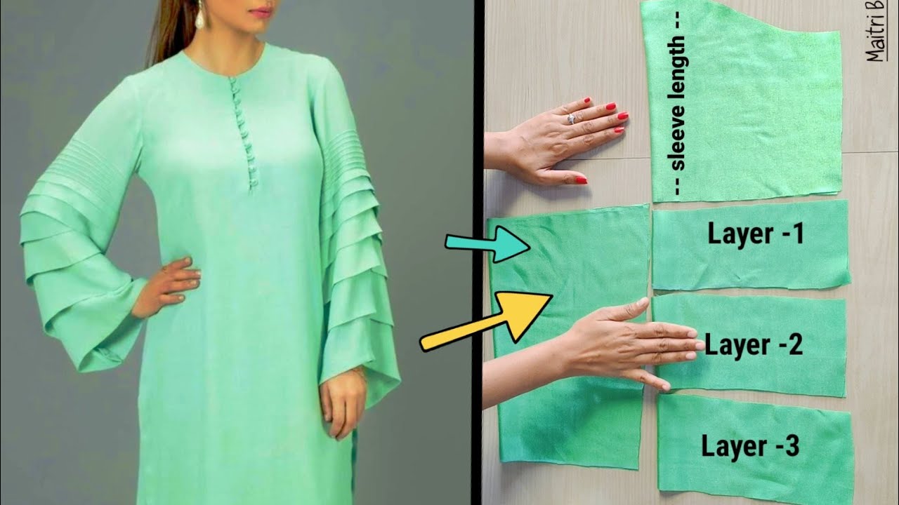 Layered Sleeves Example Designer Layered Sleeves Cutting and Stitching || How To Make Designer ...