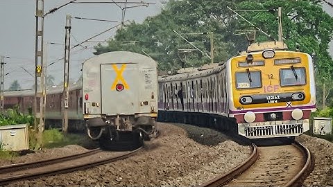 🔥 Dangerous WAP7 Leads Balurghat Express+ICF Medha Local Train Parallel Crossing Huge Cruve 