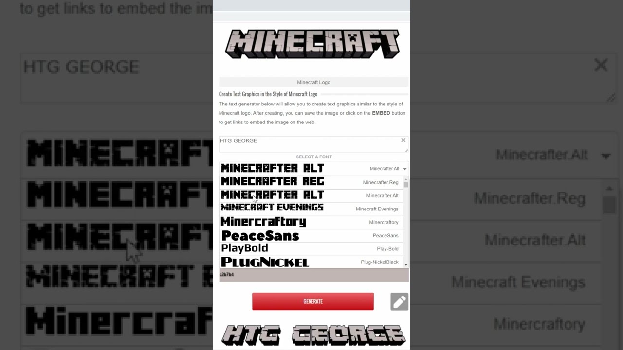 Your Name in Minecraft Font! Minecraft Text Generator #shorts