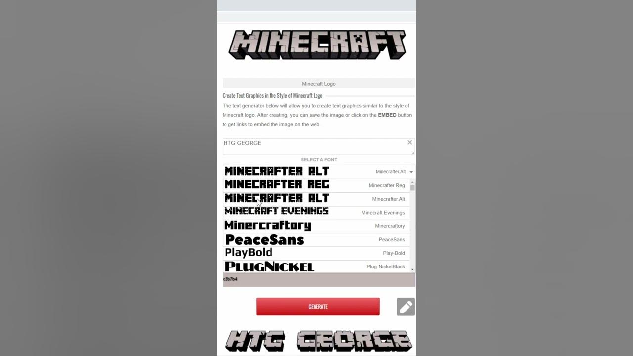 Your Name in Minecraft Font! Minecraft Text Generator #shorts