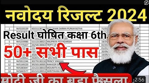 Jnv Result 2024 , jnv class 6 entrance test results , jnv class 6 result , how to check jnv result