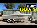 PREPARING THE BOAT FOR PAINT | IT'S BACK ON THE TRAILER | FULL BOAT RESTORATION - PART 8