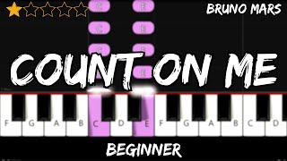 Bruno Mars - Count on Me - Easy Beginner Piano Tutorial - For 1 Hand