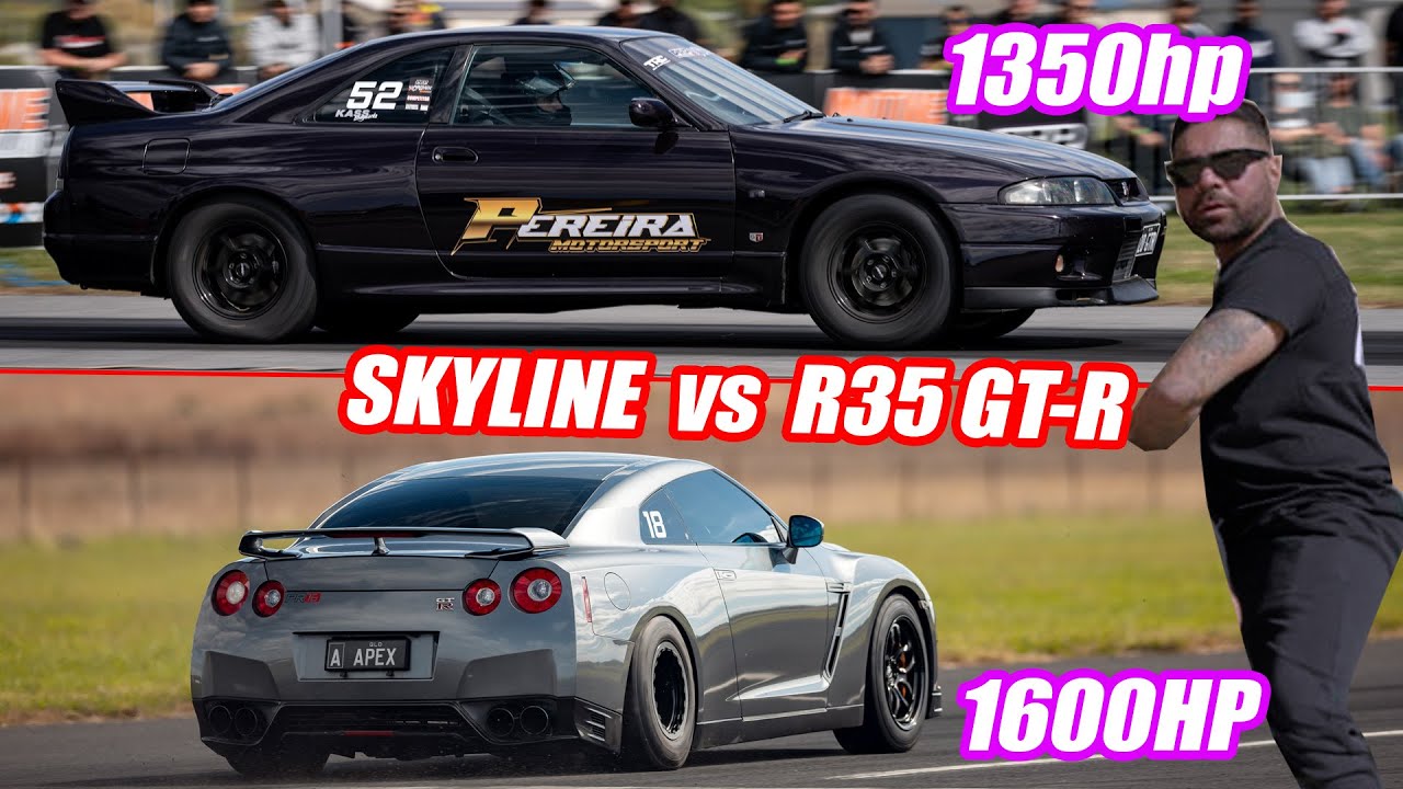 8-second Skyline GT-Rs vs R35 GT-Rs on a Runway - PRP GT-R Challenge ...