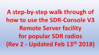 SDR-Console remote access for SDR Radios - YouTube