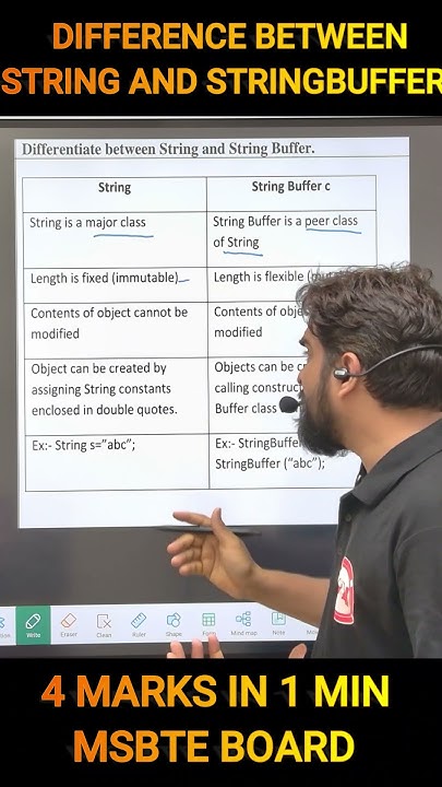 Difference between string and stringbuffer | V2V CLASS | In Hindi - YouTube
