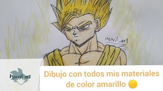 Dibujo con todos mis materiales de color amarillo