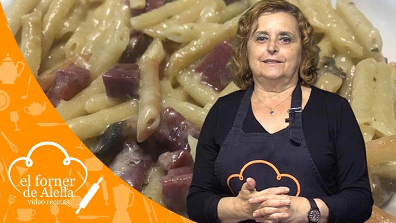 Macarrones con jamon y champinones
