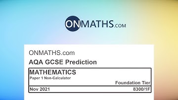 Nov 2021 Predicted Maths GCSE Paper 1 Non-Calculator AQA (Foundation) Non Calculator Exam 8300/1F