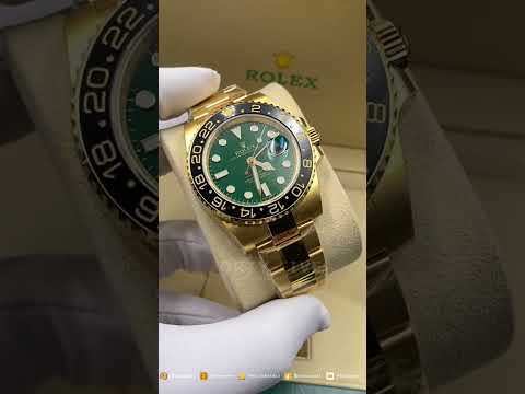 رولكس جي ام تي ماستر  ١١٦٧١٨ اويستر ذهبي ميناء أخضر