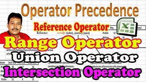 Excel Reference Operator Range Operator Union Operator Intersection Operator in Operator Precedence