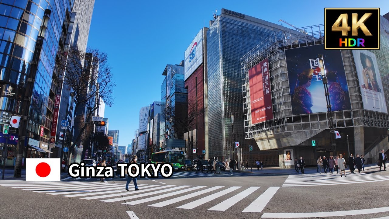 【Winter JAPAN Sunny Walk】A walk from Ginza to Tsukiji to Shimbashi【4K  POV】