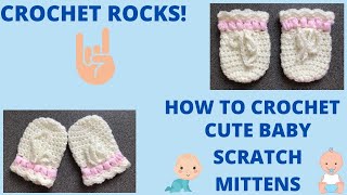 How to Crochet my Easy Cute Bobble Baby Scratch Mittens | Crochet Rocks