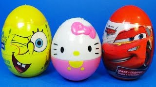 6 Surprise Eggs Disney Pixar Cars Hello Kitty Spongebob Chupa Chups Trolls Masha Eggs Mymilliontv