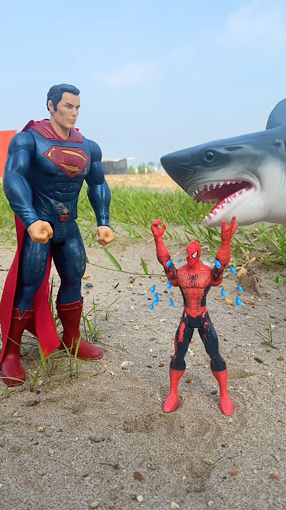 Spidey is stolen from the Superman by a shark | Marvel Toys #funny