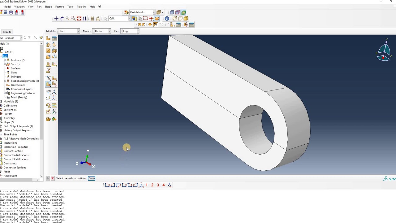 Abaqus CAE - Lug Exercise - Continuum Elements - Abaqus/Standard - YouTube