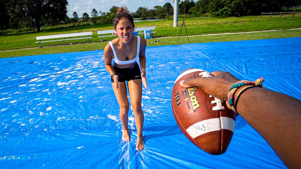 SHES GONNA BE THE FIRST GIRL EVER IN THE NFL AFTER THIS.. (SLIP N SLIDE FOOTBALL) - SHES GONNA BE THE FIRST GIRL EVER IN THE NFL AFTER THIS.. (SLIP N SLIDE FOOTBALL)