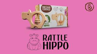 Brown Curves adorable hippo wooden rattle is here to soothe teething troubles!