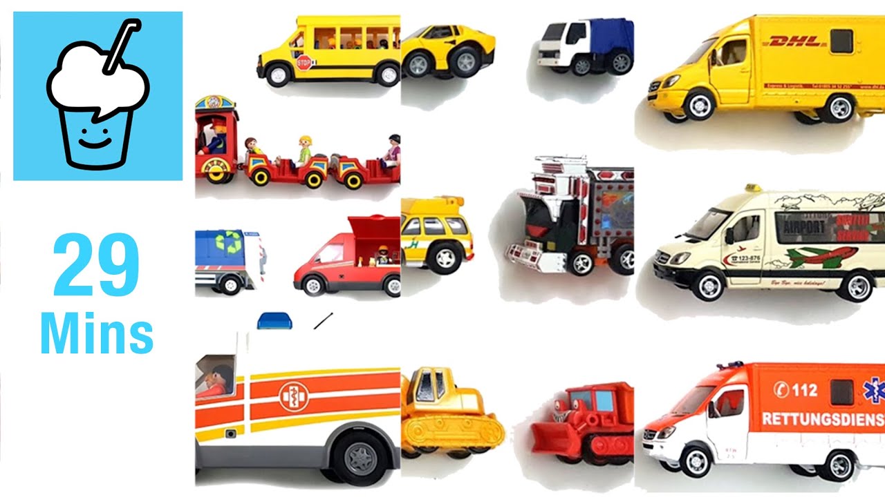 Playmobil Choro Q Car Siku collection プレイモービル Police Car Fire Truck  Ambulance Delivery Truck Taxi