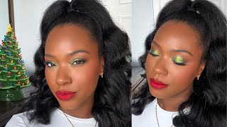 Christmas Glam Makeup Tutorial | Emerald Eyes + Red Lip