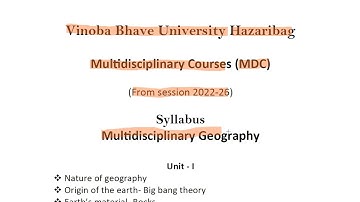 VBU HAZARIBAGH  |  SEM-1/2/3 GEOGRAPHY SYLLABUS  MDC PAPER #exam #geography #vbuhazaribag #MDCPAPER
